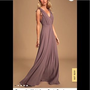 Lulu’s Dance the night away dusty purple backless maxi dress
